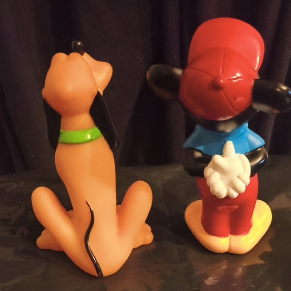 Vintage Disney 6 Inch Mickey Mouse W/ Baseball Cap & 5 Inch Pluto Sitting - Picture 6 of 11